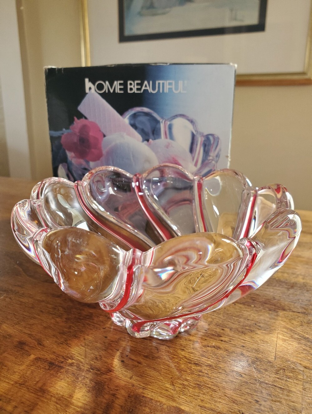 Candy Cane Glass Decorative Bowl Peppermint Swirl